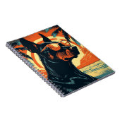 Carnet Doberman sur une plage tropicale au coucher du sol (Côté Droit)