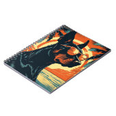 Carnet Doberman sur une plage tropicale au coucher du sol (Côté gauche)