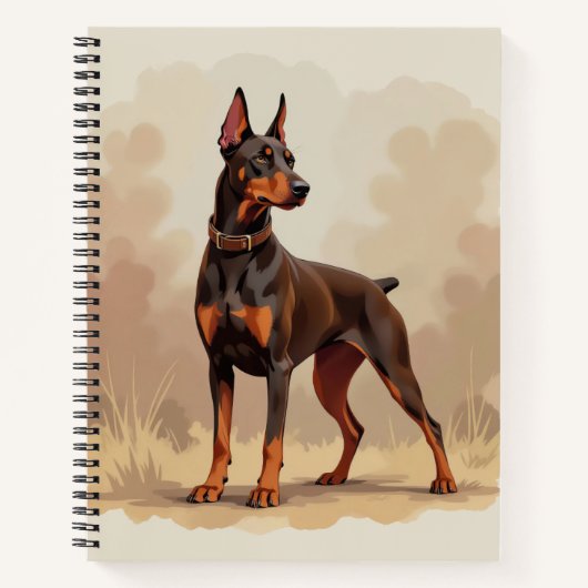Carnet Dobermann Pinscher Chien Brun Rouille Rouge (Devant)