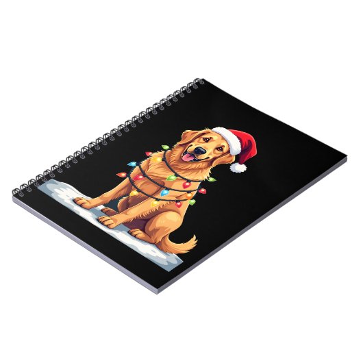 Carnet Dog Golden Retriever Santa Christmas Xmas Lights ( (Côté gauche)