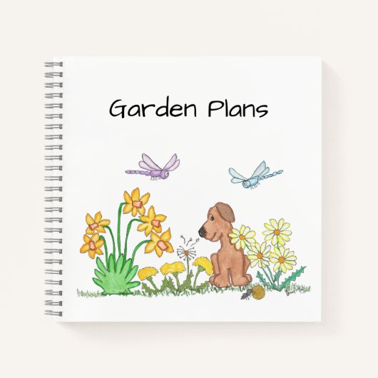 Carnet Dog in Flower Garden (Devant)