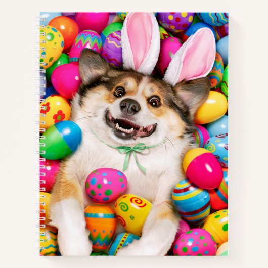 Carnet Dog Laying on Easter Eggs (Devant)