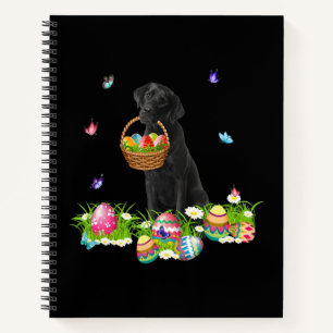 Carnet Dog Lover Bunny Black Labrador Dog & Easter Eggs