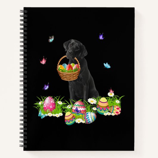 Carnet Dog Lover | Bunny Black Labrador Dog & Easter Eggs (Devant)