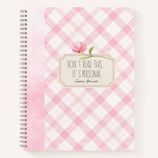 Carnet Don't Read This, It's Personal – Cute Pink Floral (Devant)
