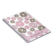Carnet Donuts Roses, Donuts Blancs, Sprinkings, Votre Nom (Côté Droit)