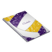 Carnet doodé floral violet or boho volleyball (Côté Droit)