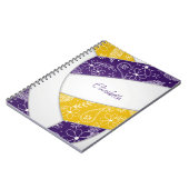 Carnet doodé floral violet or boho volleyball (Côté gauche)