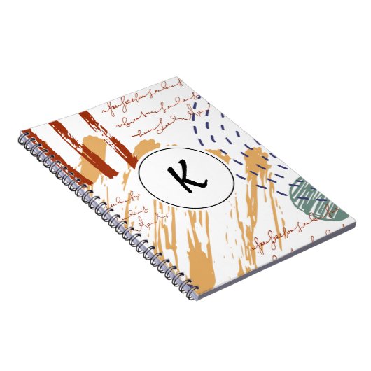 Carnet Doodle Abstrait Monogram Terracotta (Côté Droit)