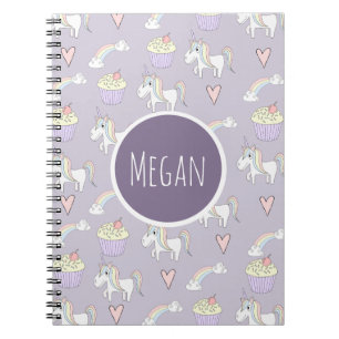 Carnet Doodle de l'école fille Unicorn Motif avec nom