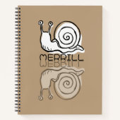 Carnet Doodle de reflet de joli escargot marron Nom perso (Devant)
