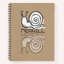 Doodle de reflet de joli escargot marron Nom perso
