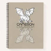 Carnet Doodle de réflexion de dragon gris doux nom person (Devant)