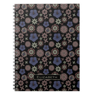 Carnet Doodle floral sans couture motif nom personnalisé