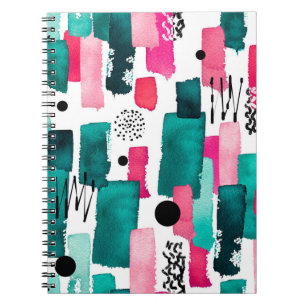 Carnet Doodle Motif sans couture de l'aquarelle rose et G