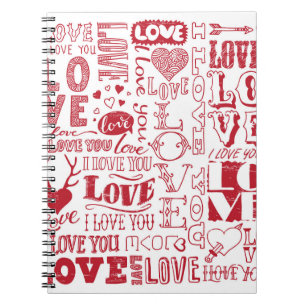 Carnet Doodles d'amour à la main, charmant motif.