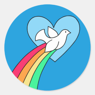 Carnet Doodles Peace & Love Sticker Rainbow Dove