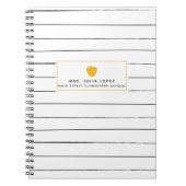 Carnet d'or de professeur d'Apple de rayures peu (Devant)