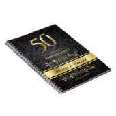 Carnet Doré brille noir Damas 50 Mariage Anniversaire (Côté Droit)
