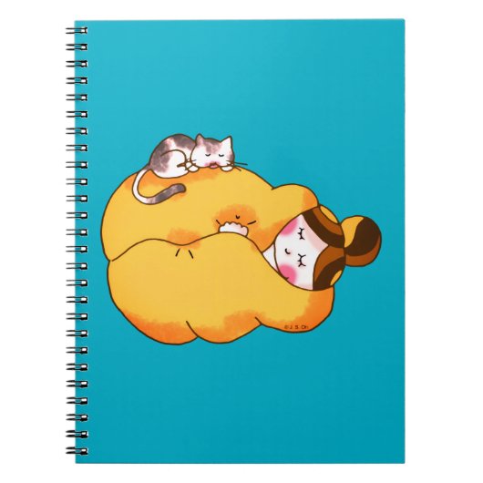 Carnet Dormir la fille avec chat confortable (Devant)