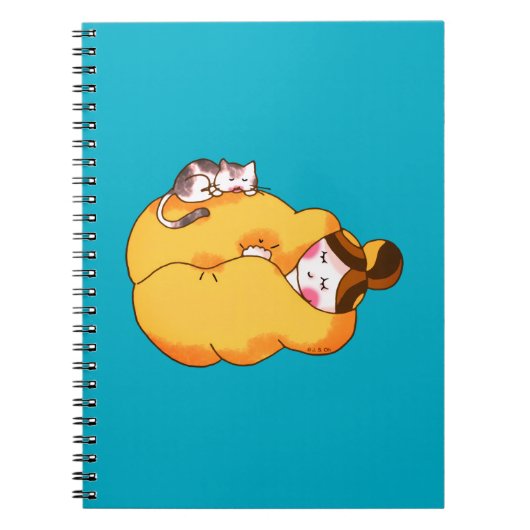 Carnet Dormir la fille avec chat confortable (Devant)