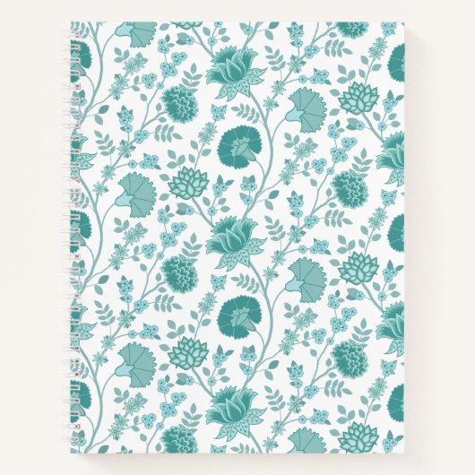 Carnet Dos de motifs floraux jacobéens sur blanc (Devant)