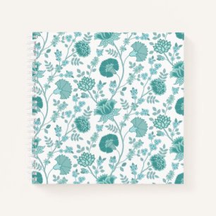 Carnet Dos de motifs floraux jacobéens sur blanc