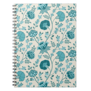 Carnet Dos de motifs floraux jacobéens sur crème