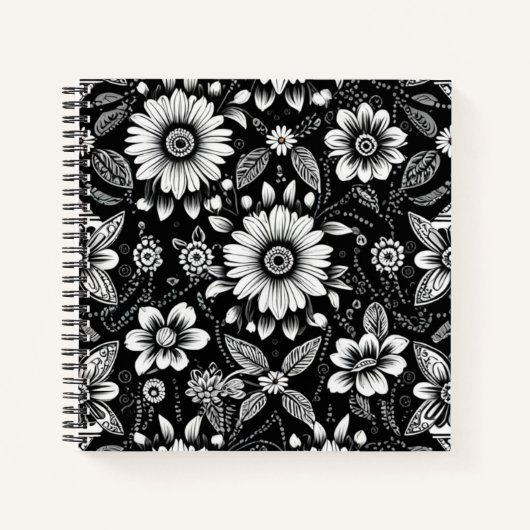 Carnet Dose de marguerite N&B (Devant)