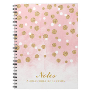 Carnet Dots Confetti de Parties scintillant d'or sur aqua