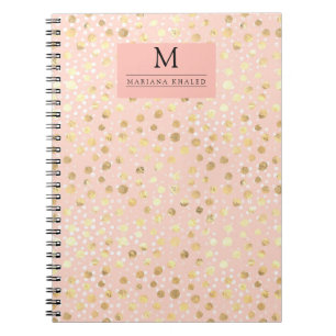 Carnet Dots or Poster de animal rose Nom du monogramme