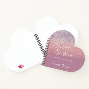 Carnet Douce Fête 16 Paillettes Ombre Coeur Invité