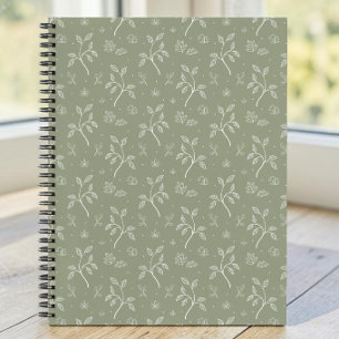 Carnet Douce Motif Floral Graphique Simple Vert Olive