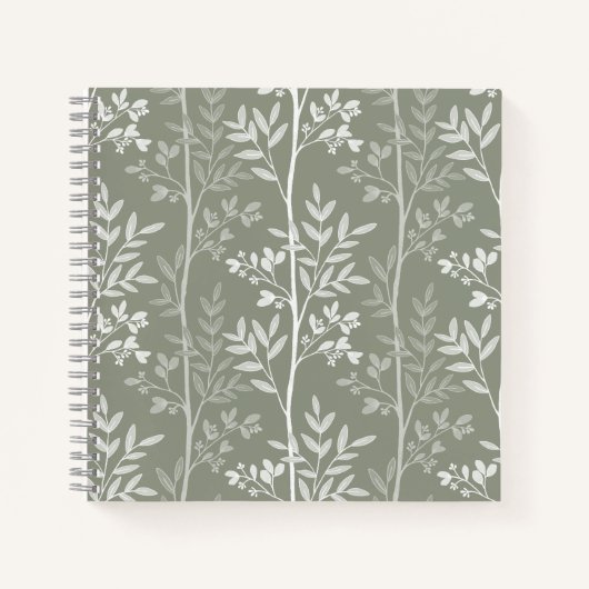 Carnet Douce silhouette botanique florale olive neutre (Devant)