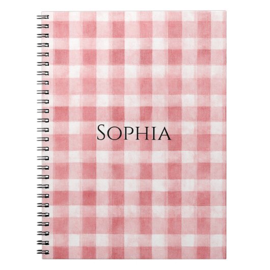 Carnet Douces Rayures à Carreaux Rose Blanc Féminin (Devant)