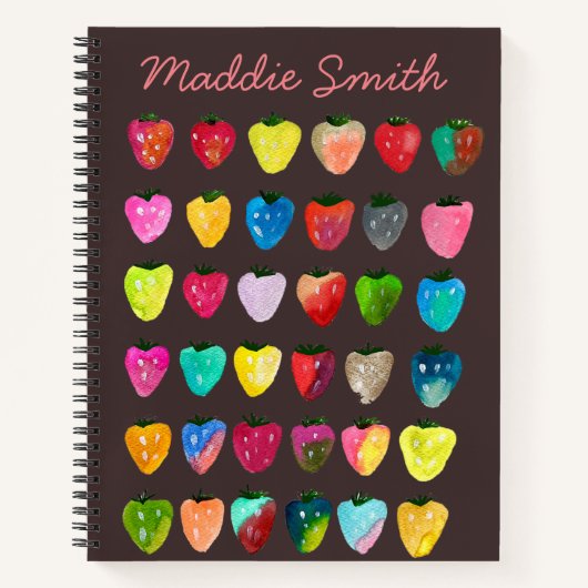 Carnet Douceur fraise mignonne aquarelle de fruit mignon (Devant)