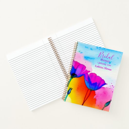 Carnet Douche de mariée fleurs aquarelle pavots de Califo (Intérieur)
