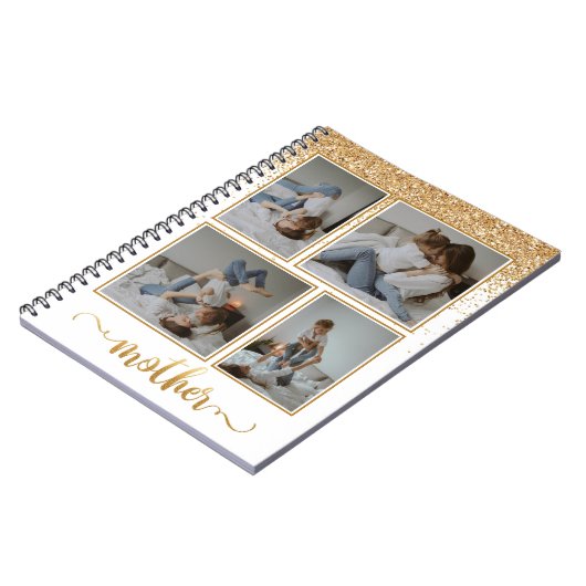 Carnet Douche de Parties scintillant or 4 Photo Collage N (Côté gauche)