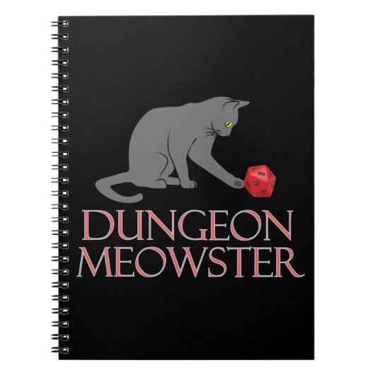 Carnet Doungeon Meowster Drôle RPG Chat avec dés (Devant)