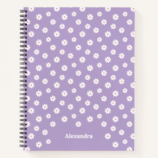 Carnet Doux Blancs Motif Floral Personnalisé (Devant)