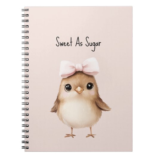 Carnet Doux comme un oiseau au ruban rose (Devant)