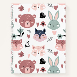 Carnet Doux Ours Rose Renard et Lapin Forêt
