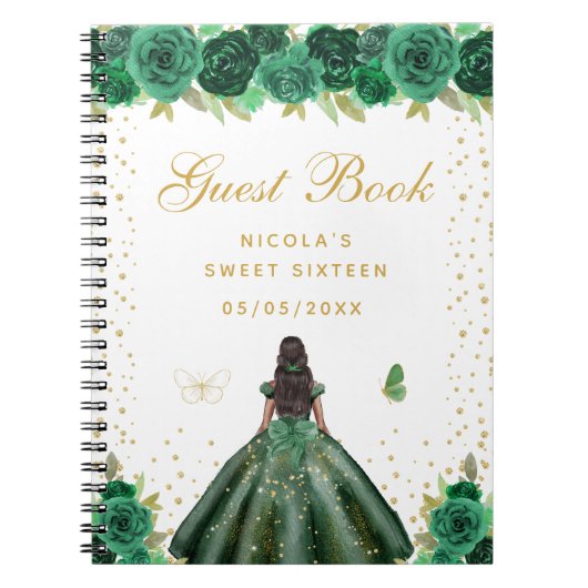 Carnet Douze ans de la Princesse Fleur Verte Peau Foncée (Devant)