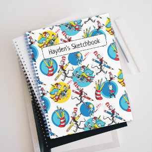 Carnet Dr. Seuss Personnages avec des crayons motif dess