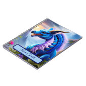 Carnet Dragon bleu, art numérique fantaisiste (Côté gauche)