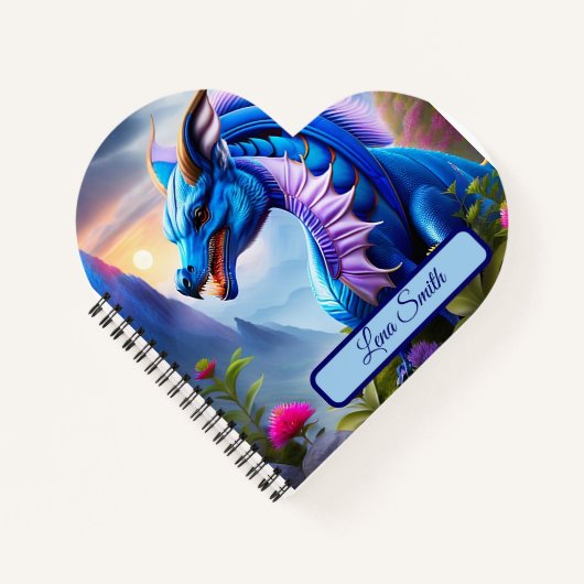 Carnet Dragon bleu, art numérique fantaisiste (Devant)