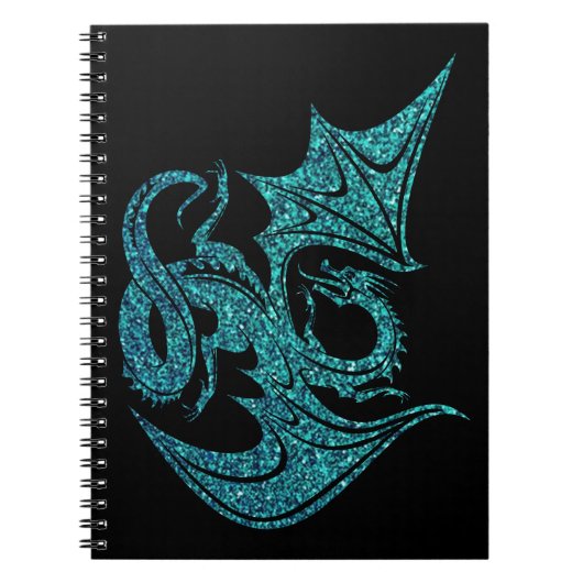 Carnet Dragon bleu de parties scintillantes (Devant)