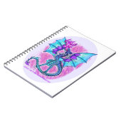 Carnet Dragon bleu violet et rose volant, respirant le fe (Côté gauche)
