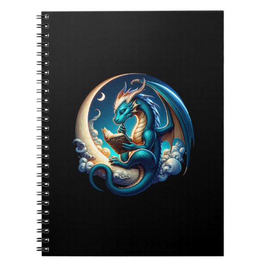Carnet Dragon Bookworm, Lecture au clair de lune (Devant)