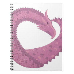 Carnet Dragon cardiaque mauve sur blanc